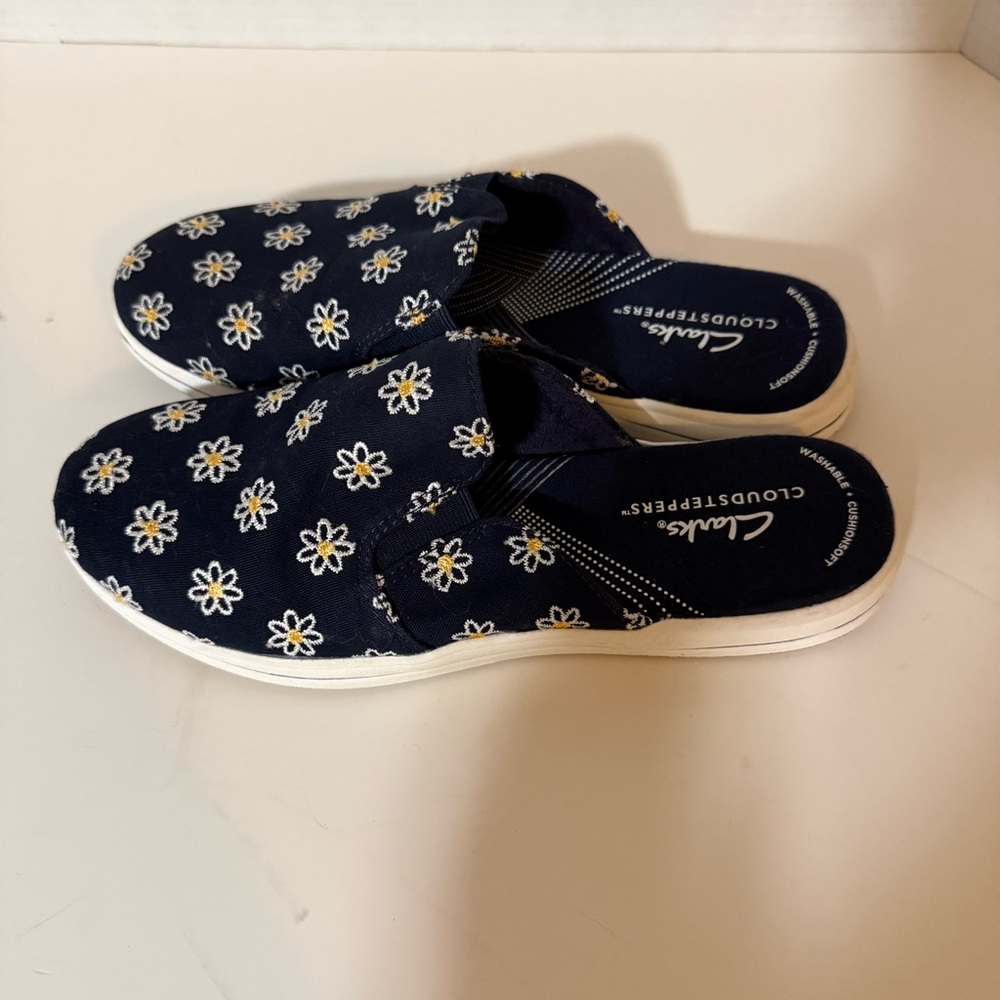Clarks Navy Floral Slip-On Shoes